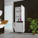 modilayn 55x160 cm Tek Kapaklı Kirli Çamaşır Dolabı Sepetli Banyo Dolabı