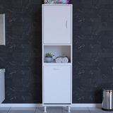 modilayn Afitap 50 x 160 x 32,5 cm Çamaşır Hazneli Çok Amaçlı Banyo Dolabı - Beyaz - Ebat