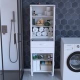 modilayn Afitap 55 x 187,9 x 32,5 cm Kapaklı Ve Çekmeceli Çok Amaçlı Banyo & Mutfak Dolabı - Beyaz - Ebat