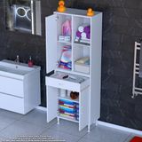 Modilayn Afra 55X173x32,5 Cm 1 Çekmece 3 Kapak 3 Raf 6 Bölme Çok Amaçlı Banyo & Mutfak Dolabı