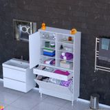 Modilayn Afra 55X173x32,5Cm 1 Çekmece, 1 Göz Sepet, 1 Kapak, 8 Raf Dar Alan Banyo Dolabı