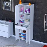 Modilayn Afra 60X173X32,5 cm 1 Çekmece 3 Kapak 3 Raf 6 Bölme Çok Amaçlı Banyo & Mutfak Dolabı - Beyaz - Beyaz