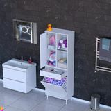 Modilayn Afra 60X173x32,5Cm 1 Çekmece, 1 Göz Sepet, 1 Kapak, 4 Raf Dar Alan Banyo Dolabı