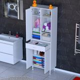 Modilayn Afra 65X173X32,5 cm 1 Çekmece 3 Kapak 5 Raf 8 Bölme Çok Amaçlı Banyo & Mutfak Dolabı - Beyaz - Altın
