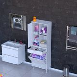 Modilayn Afra 65X173x32,5Cm 1 Çekmece, 1 Göz Sepet, 1 Kapak, 8 Raf Dar Alan Banyo Dolabı