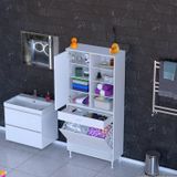 Modilayn Afra 70X173x32,5Cm 1 Çekmece, 2 Göz Sepet, 1 Kapak, 8 Raf Dar Alan Banyo Dolabı