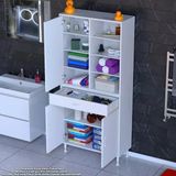 Modilayn Afra 80X173x32,5 Cm 1 Çekmece 3 Kapak 7 Raf 10 Bölme Çok Amaçlı Banyo & Mutfak Dolabı