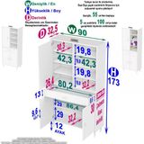 Modilayn Afra 90X173x32,5 Cm 1 Çekmece 3 Kapak 7 Raf 10 Bölme Çok Amaçlı Banyo & Mutfak Dolabı