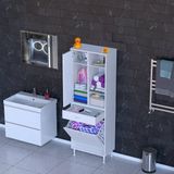 modilayn Afra Çok Amaçlı Dar Alan Banyo Dolabı 55X173X32,5 cm - Beyaz