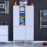 Modilayn Alaçatı Inci 90 x 160 x 32 Banyo Dolabı Çok Amaçlı Dolap Kirli Çamaşır Sepetli Dolap
