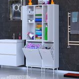 Modilayn Alaçatı Inci 90X160X32 3 Kapaklı 2 Sepetli Banyo Dolabı Kirli Çamaşır Dolabı Mutfak Dolabı