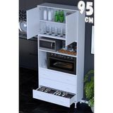modilayn Aras Çekmeceli, Kapaklı Çok Amaçlı Mutfak Kiler, Ekmeklik ve Robot Dolabı (95CM) - Beyaz - 95 cm