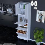 modilayn Aras Çok Amaçlı Mutfak Dolabı: Sepetli, Kapaklı Kiler, Ekmeklik ve Robot Standı - Beyaz - 60cm