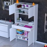 Modilayn Arda Banyo Dolabı 100X173x32,5Cm 1 Çekmece 4 Kapak Ve 6 Raflı İhtiyaca Uygun Kolay Kurulum