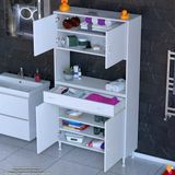 Modilayn Arda Banyo Dolabı 100X173x32,5Cm 1 Çekmece 4 Kapak Ve 7 Raflı İhtiyaca Uygun Kolay Kurulum