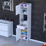 Modilayn Arda Banyo Dolabı 35X173x32,5Cm 1 Çekmece 2 Kapak Ve 6 Raflı İhtiyaca Uygun Kolay Kurulum