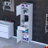 Modilayn Arda Banyo Dolabı 40X173x32,5Cm 1 Çekmece 2 Kapak Ve 5 Raflı İhtiyaca Uygun Kolay Kurulum