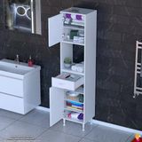Modilayn Arda Banyo Dolabı 40X173x32,5Cm 1 Çekmece 2 Kapak Ve 7 Raflı İhtiyaca Uygun Kolay Kurulum