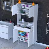 Modilayn Arda Banyo Dolabı 75X173x32,5Cm 1 Çekmece 4 Kapak Ve 6 Raflı İhtiyaca Uygun Kolay Kurulum