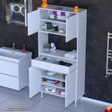 Modilayn Arda Banyo Dolabı 80X173x32,5Cm 1 Çekmece 4 Kapak Ve 6 Raflı İhtiyaca Uygun Kolay Kurulum