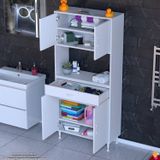 Modilayn Arda Banyo Dolabı 85X173x32,5Cm 1 Çekmece 4 Kapak Ve 6 Raflı İhtiyaca Uygun Kolay Kurulum