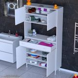 Modilayn Arda Banyo Dolabı 95X173x32,5Cm 1 Çekmece 4 Kapak Ve 7 Raflı İhtiyaca Uygun Kolay Kurulum