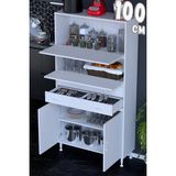 modilayn Asya Çok Amaçlı Mutfak Dolabı: Çekmeceli, Kapaklı, Ekmeklik, Kiler ve Kahve Köşesi (100CM) - Beyaz - 100 cm