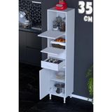 modilayn Asya Çok Amaçlı Mutfak Dolabı: Çekmeceli, Kapaklı, Ekmeklik, Kiler ve Kahve Köşesi (35CM) - Beyaz - 35 cm
