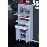 modilayn Asya Çok Amaçlı Mutfak Dolabı: Çekmeceli, Kapaklı, Ekmeklik, Kiler ve Kahve Köşesi (55CM) - Beyaz - 55 cm
