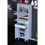 modilayn Asya Çok Amaçlı Mutfak Dolabı: Çekmeceli, Kapaklı, Ekmeklik, Kiler ve Kahve Köşesi (65CM) - Beyaz - 65 cm