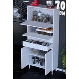 modilayn Asya Çok Amaçlı Mutfak Dolabı: Çekmeceli, Kapaklı, Ekmeklik, Kiler ve Kahve Köşesi (70CM) - Beyaz - 70 cm