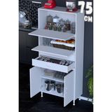modilayn Asya Çok Amaçlı Mutfak Dolabı: Çekmeceli, Kapaklı, Ekmeklik, Kiler ve Kahve Köşesi (75CM) - Beyaz - 75 cm