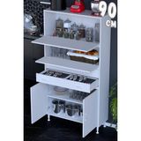 modilayn Asya Çok Amaçlı Mutfak Dolabı: Çekmeceli, Kapaklı, Ekmeklik, Kiler ve Kahve Köşesi (90CM) - Beyaz - 90 cm