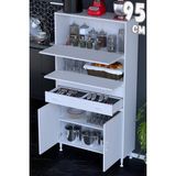 modilayn Asya Çok Amaçlı Mutfak Dolabı: Çekmeceli, Kapaklı, Ekmeklik, Kiler ve Kahve Köşesi (95CM) - Beyaz - 95 cm