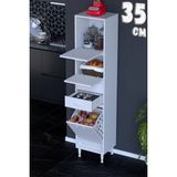 modilayn Asya Çok Amaçlı Mutfak Dolabı: Çekmeceli, Sepetli, Kapaklı Ekmeklik, Kiler ve Kahve Köşesi (35CM) - Beyaz - 35 cm