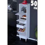 modilayn Asya Çok Amaçlı Mutfak Dolabı: Çekmeceli, Sepetli, Kapaklı Ekmeklik, Kiler ve Kahve Köşesi (50CM) - Beyaz - 50 cm
