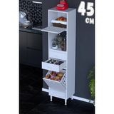 modilayn Asya Sepetli Çekmeceli, 1 Fırın Bölmeli Mutfak Robotu ve Kahve Köşesi Çok Amaçlı Dolap (45CM) - Beyaz - 45 cm