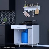 Modilayn BİRCE L-65 x 87 x 48 cm Tüp Bölmeli Set Ocak Altı Dolap ve Baharat Rafı - Beyaz - Portatif