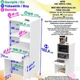 Modilayn Birce Lina M-60x162,4x48 cm Çekmeceli Çok Amaçlı Mutfak Dolabı