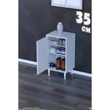 modilayn Bulut Ayakkabılık - Kapaklı 2 Raf 3 Bölmeli Dar Alanlar Için Çok Amaçlı Dolap - Beyaz - 35 cm