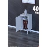 modilayn Bulut Ayakkabılık - Kapaklı 2 Raf 3 Bölmeli Dar Alanlar Için Çok Amaçlı Dolap - Beyaz - 40 cm
