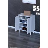 modilayn Bulut Ayakkabılık - Kapaklı 2 Raf 3 Bölmeli Dar Alanlar Için Çok Amaçlı Dolap - Beyaz - 55 cm
