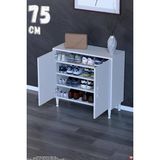 modilayn Bulut Ayakkabılık - Kapaklı 2 Raf 3 Bölmeli Dar Alanlar Için Çok Amaçlı Dolap - Beyaz - 75 cm