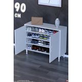 modilayn Bulut Ayakkabılık - Kapaklı 2 Raf 3 Bölmeli Dar Alanlar Için Çok Amaçlı Dolap - Beyaz - 90 cm