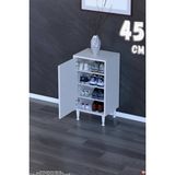modilayn Bulut Ayakkabılık - Kapaklı 3 Raf 4 Bölmeli Dar Alanlar Için Çok Amaçlı Dolap - Beyaz - 45 cm