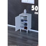 modilayn Bulut Ayakkabılık - Kapaklı 3 Raf 4 Bölmeli Dar Alanlar Için Çok Amaçlı Dolap - Beyaz - 50 cm