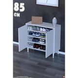 modilayn Bulut Ayakkabılık - Kapaklı 3 Raf 4 Bölmeli Dar Alanlar Için Çok Amaçlı Dolap - Beyaz - 85 cm