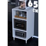 modilayn Çilek 80X119,2X48 cm Mikrodalga ve Midi Fırın Standı - 3 Bölmeli Çok Amaçlı Mutfak Rafı - Beyaz - 65 x 119,2 x 48