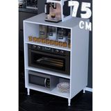 modilayn Çilek 80X119,2X48 cm Mikrodalga ve Midi Fırın Standı - 3 Bölmeli Çok Amaçlı Mutfak Rafı - Beyaz - 75 x 119,2 x 48