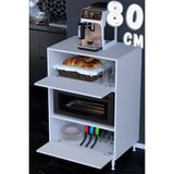modilayn Coco Kapaklı Mikrodalga ve Midi Fırın Standı 3 Bölmeli Çok Amaçlı Dolap 14 Farklı Genişlik Seçeneği - Beyaz - 80 x 119,2 x 48